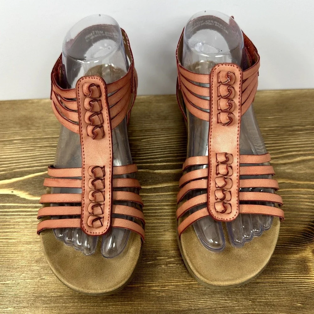 Baretraps Hinder Sandals Womens SZ 7.5M Memory Foam Comfort Boho Travel Strappy